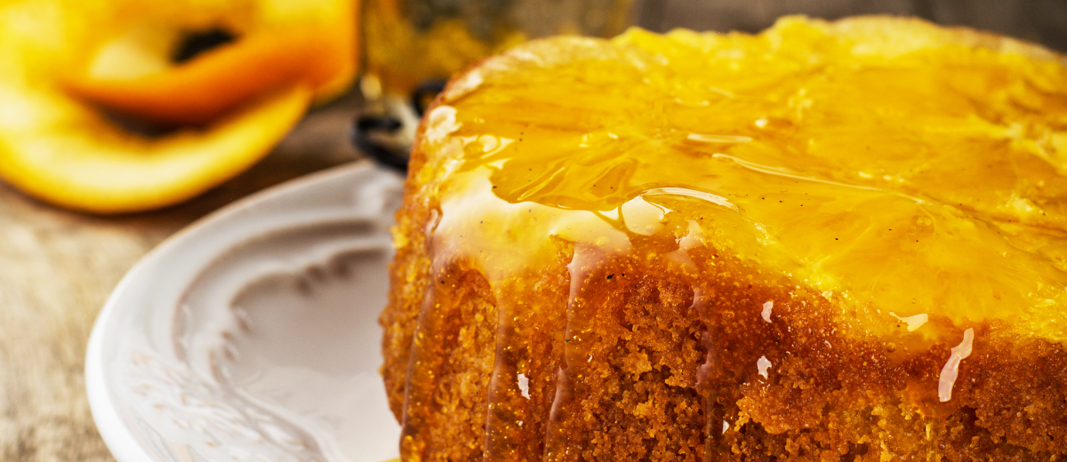 Gâteau citron vert, glaçage mangue & orange